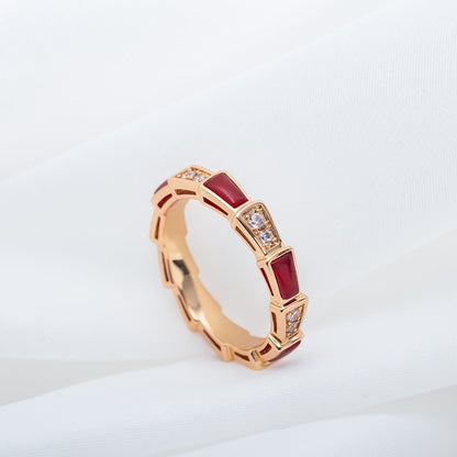 [OAK JURI]SERPENTI RING PINK GOLD CARNELIAN DIAMOND 3MM