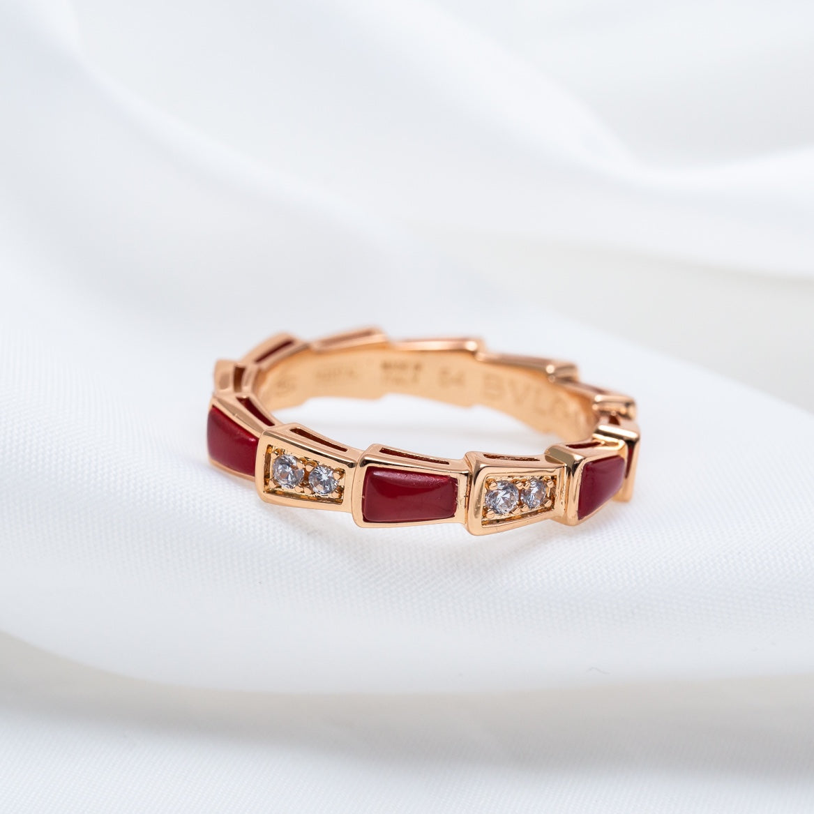 [OAK JURI]SERPENTI RING PINK GOLD CARNELIAN DIAMOND 3MM