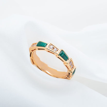 [OAK JURI]SERPENTI RING PINK GOLD MALACHITE DIAMOND 3MM
