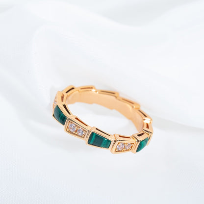 [OAK JURI]SERPENTI RING PINK GOLD MALACHITE DIAMOND 3MM