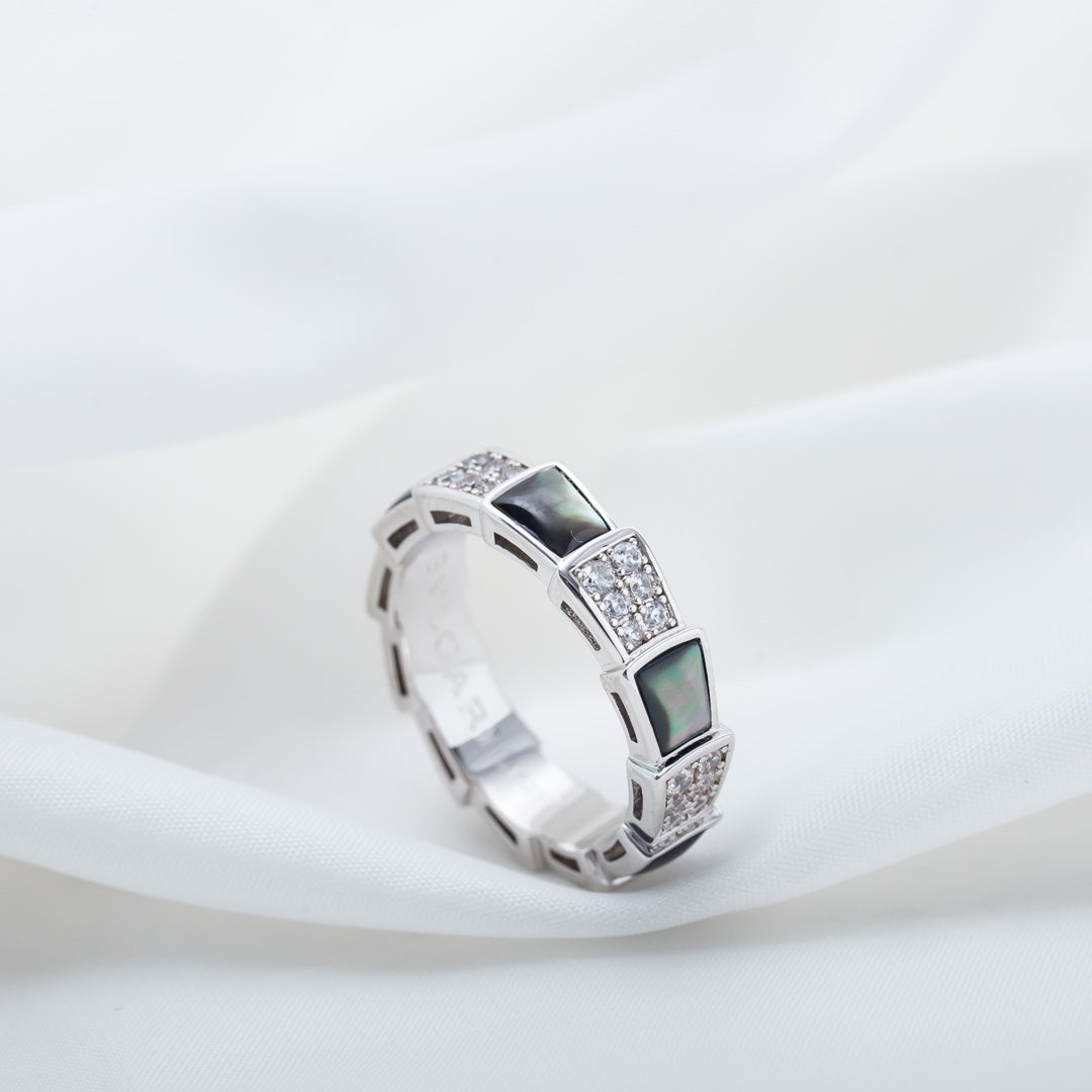 [OAK JURI]SERPENTI RING SILVER DIAMOND BLACK MOP 4MM