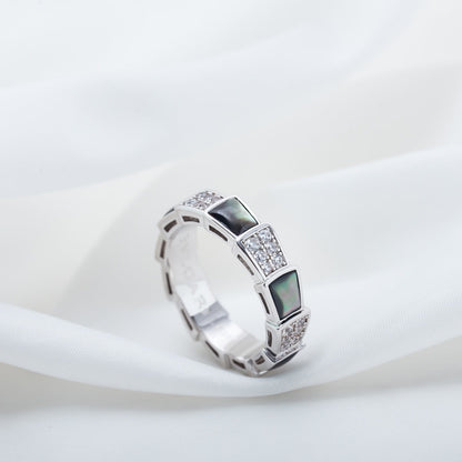 [OAK JURI]SERPENTI RING SILVER DIAMOND BLACK MOP 4MM