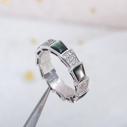 [OAK JURI]SERPENTI RING SILVER DIAMOND BLACK MOP 4MM