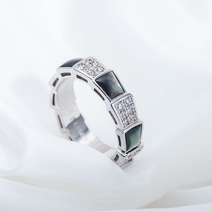 [OAK JURI]SERPENTI RING SILVER DIAMOND BLACK MOP 4MM
