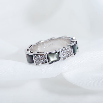 [OAK JURI]SERPENTI RING SILVER DIAMOND BLACK MOP 4MM