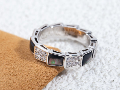 [OAK JURI]SERPENTI RING SILVER DIAMOND BLACK MOP 4MM