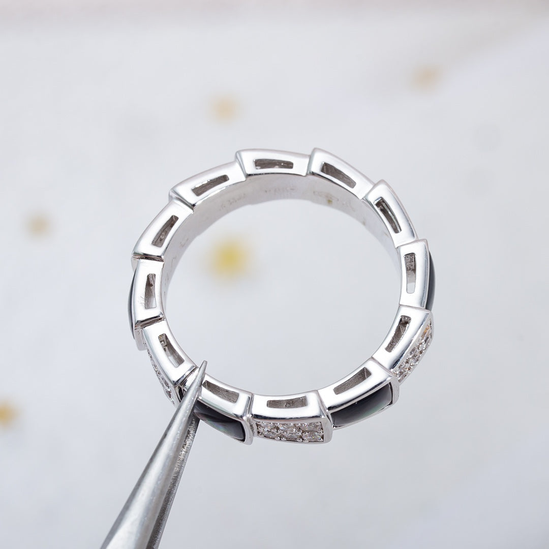 [OAK JURI]SERPENTI RING SILVER DIAMOND BLACK MOP 4MM