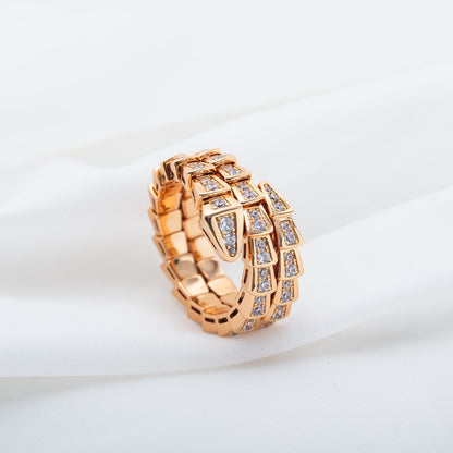 [OAK JURI]SERPENTI RING PINK GOLD DIAMOND DOUBLE ROW