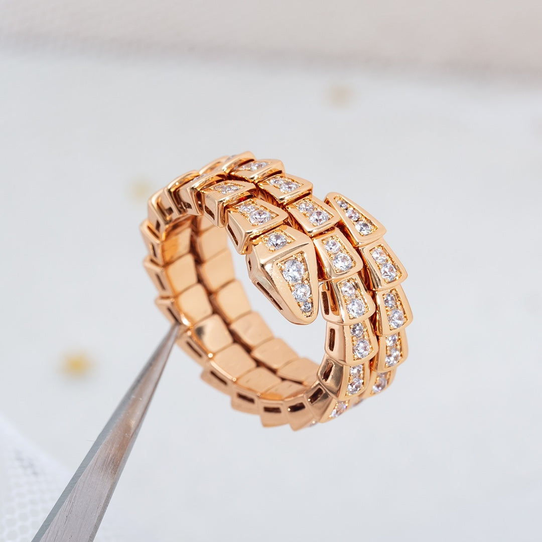 [OAK JURI]SERPENTI RING PINK GOLD DIAMOND DOUBLE ROW