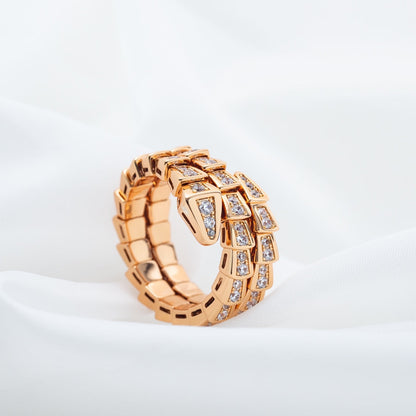 [OAK JURI]SERPENTI RING PINK GOLD DIAMOND DOUBLE ROW