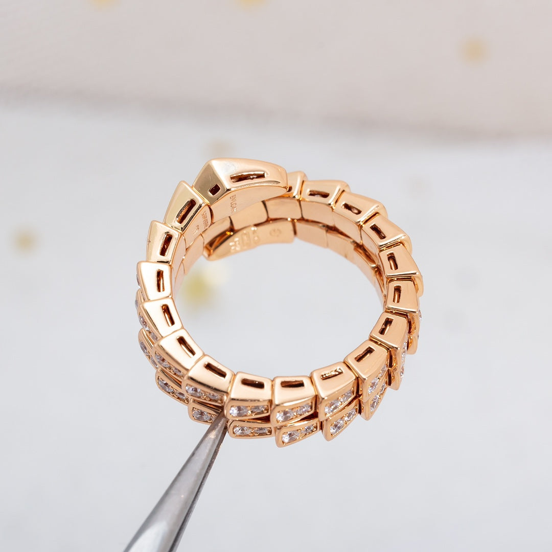 [OAK JURI]SERPENTI RING PINK GOLD DIAMOND DOUBLE ROW
