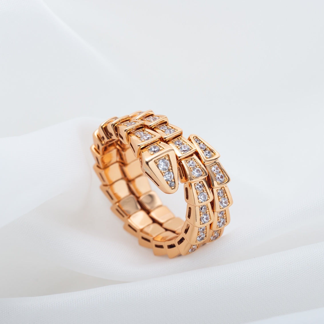 [OAK JURI]SERPENTI RING PINK GOLD DIAMOND DOUBLE ROW