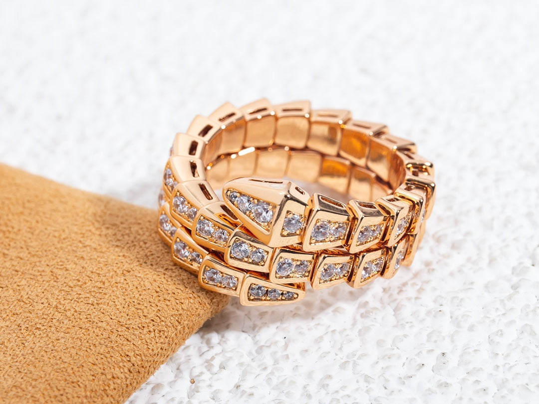 [OAK JURI]SERPENTI RING PINK GOLD DIAMOND DOUBLE ROW