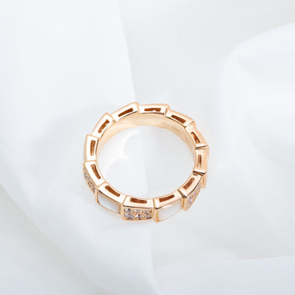 [OAK JURI]SERPENTI RING PINK GOLD MOP DIAMOND PAVED 4MM