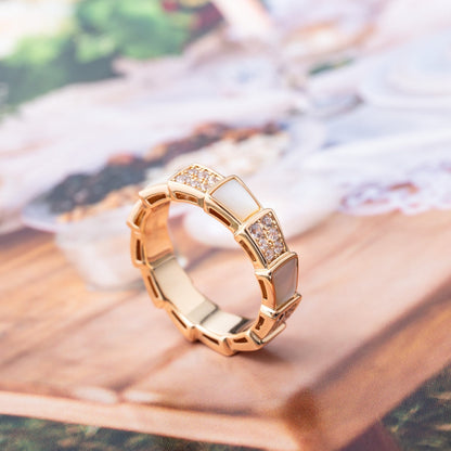 [OAK JURI]SERPENTI RING PINK GOLD MOP DIAMOND PAVED 4MM