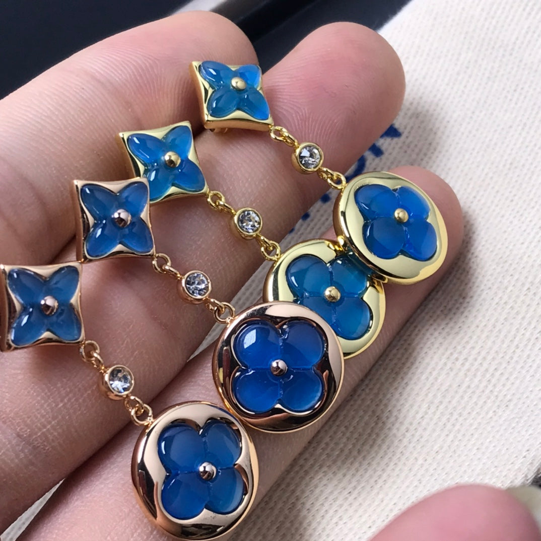 [OAK JURI]STAR AND SUN AGATE DIAMOND EARRINGS