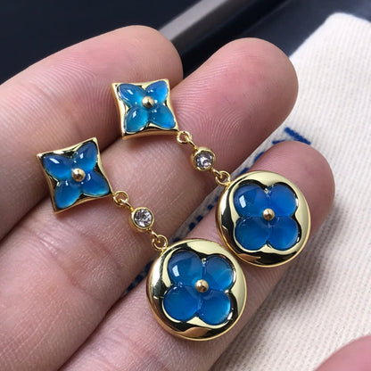 [OAK JURI]STAR AND SUN AGATE DIAMOND EARRINGS