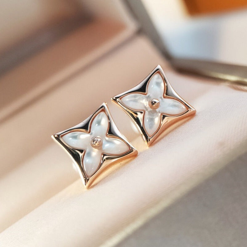 [OAK JURI]STAR MOP PINK GOLD EARRINGS