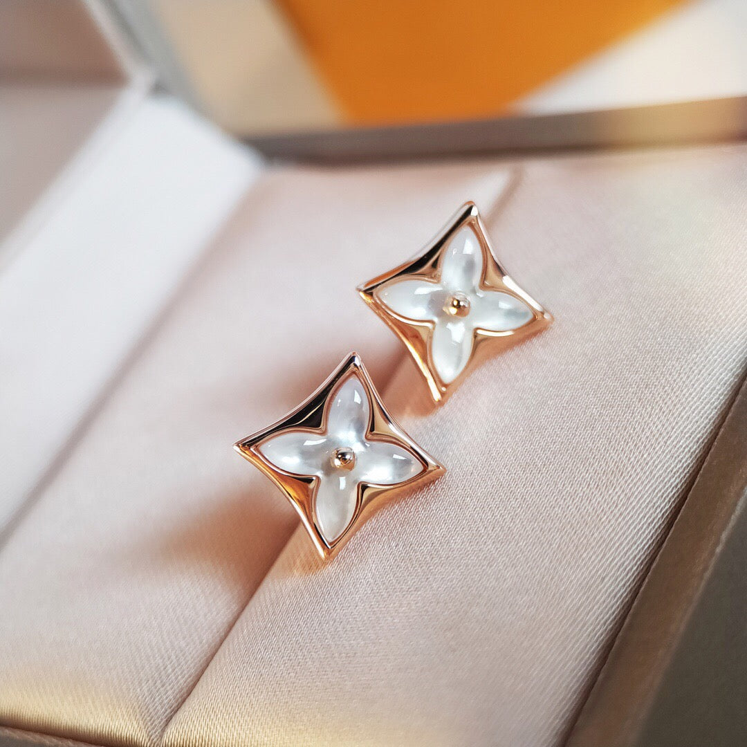 [OAK JURI]STAR MOP PINK GOLD EARRINGS