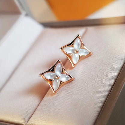 [OAK JURI]STAR MOP PINK GOLD EARRINGS