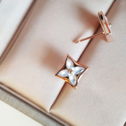 [OAK JURI]STAR MOP PINK GOLD EARRINGS