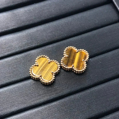 [OAK JURI]CLOVER MEDIUM 1 MOTIFS TIGER EYE EARRINGS