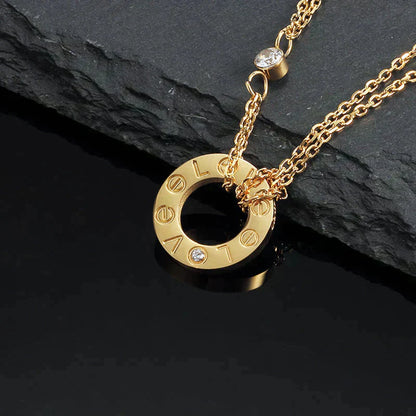 [OAK JURI]LOVE NECKLACE 16MM 2 DIAMONDS