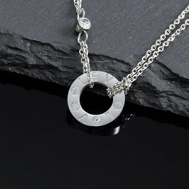 [OAK JURI]LOVE NECKLACE 16MM 2 DIAMONDS
