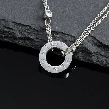 [OAK JURI]LOVE NECKLACE 16MM 2 DIAMONDS