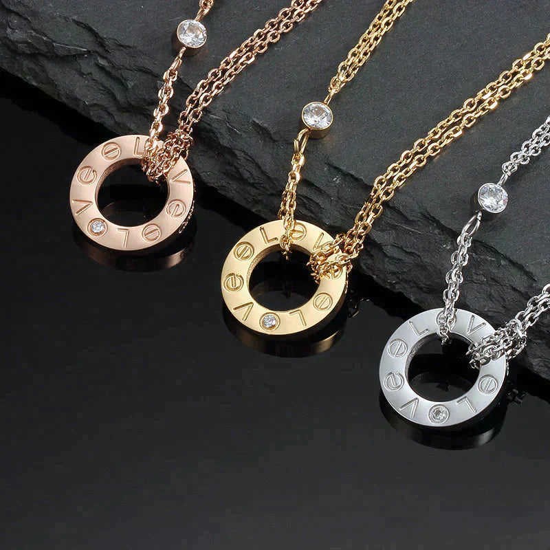 [OAK JURI]LOVE NECKLACE 16MM 2 DIAMONDS