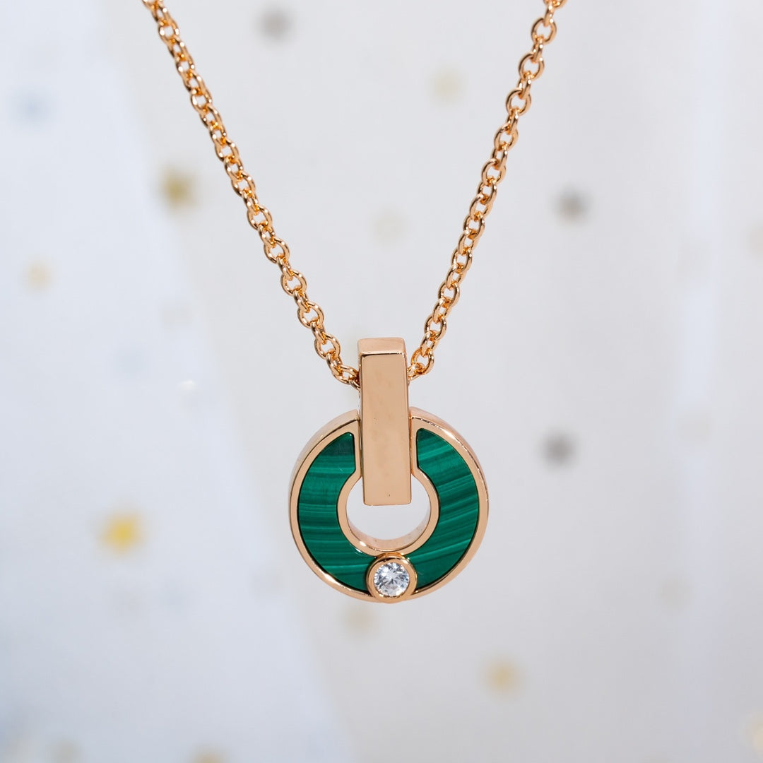 [OAK JURI]GARI NECKLACE PINK GOLD MALACHITE