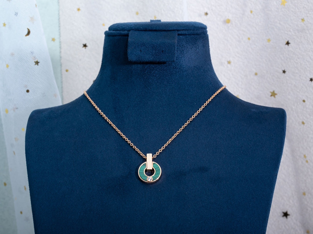 [OAK JURI]GARI NECKLACE PINK GOLD MALACHITE
