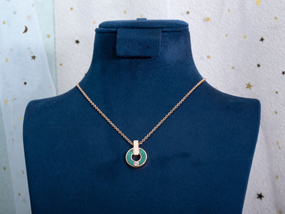 [OAK JURI]GARI NECKLACE PINK GOLD MALACHITE