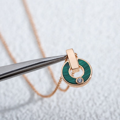 [OAK JURI]GARI NECKLACE PINK GOLD MALACHITE