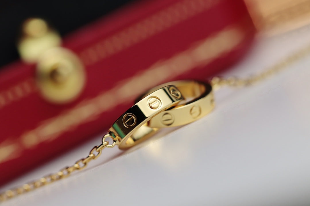 [OAK JURI]LOVE NECKLACE DOUBLE RING GOLD