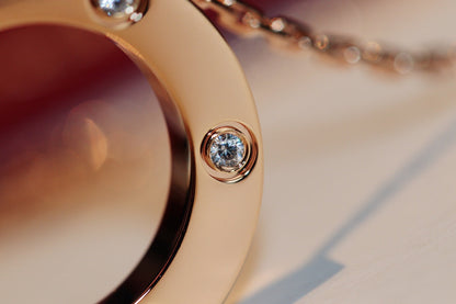 [OAK JURI]LOVE NECKLACE 16MM 6 DIAMONDS PINK GOLD