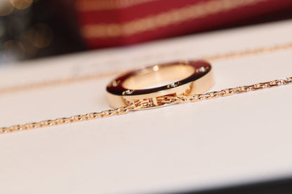 [OAK JURI]LOVE NECKLACE 16MM 6 DIAMONDS PINK GOLD