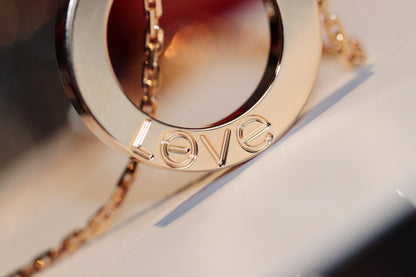 [OAK JURI]LOVE NECKLACE 16MM 6 DIAMONDS PINK GOLD