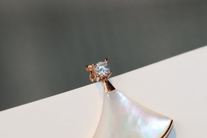 [OAK JURI]DREAM NECKLACE WHITE MOP PINK GOLD 1 DIAMOND