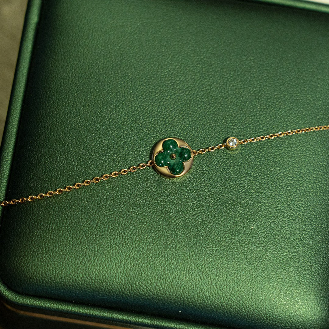 [OAK JURI]SUN MALACHITE 1 DIAMOND PINK GOLD BRACELET