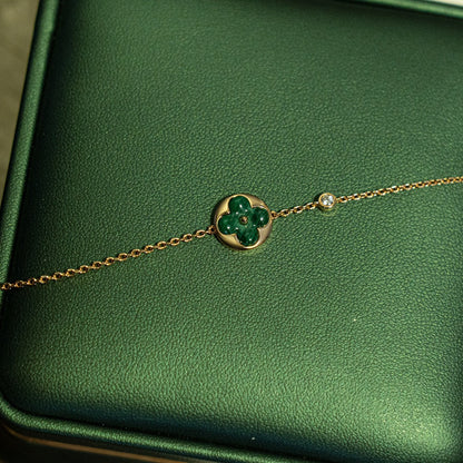 [OAK JURI]SUN MALACHITE 1 DIAMOND PINK GOLD BRACELET