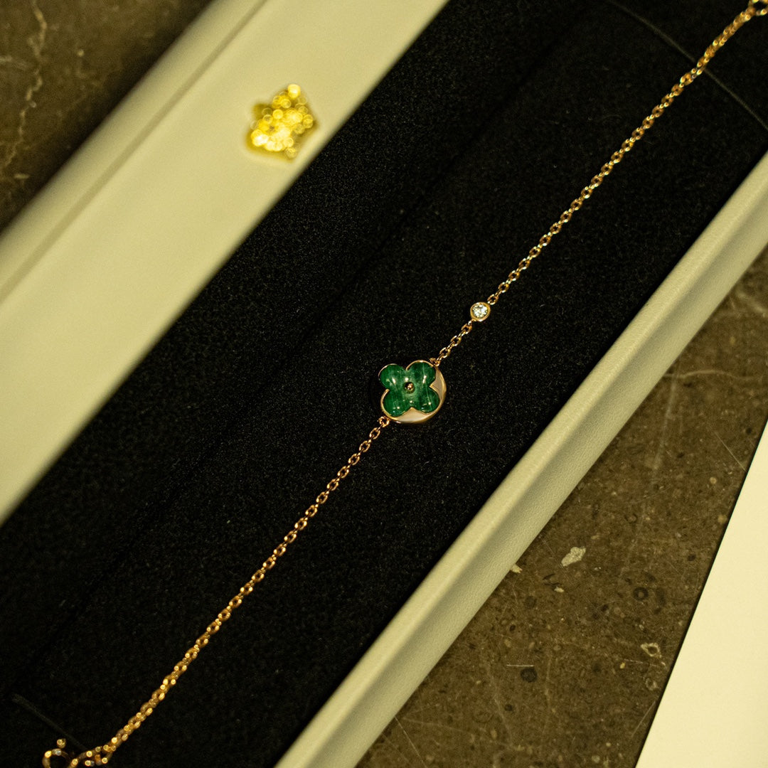 [OAK JURI]SUN MALACHITE 1 DIAMOND PINK GOLD BRACELET