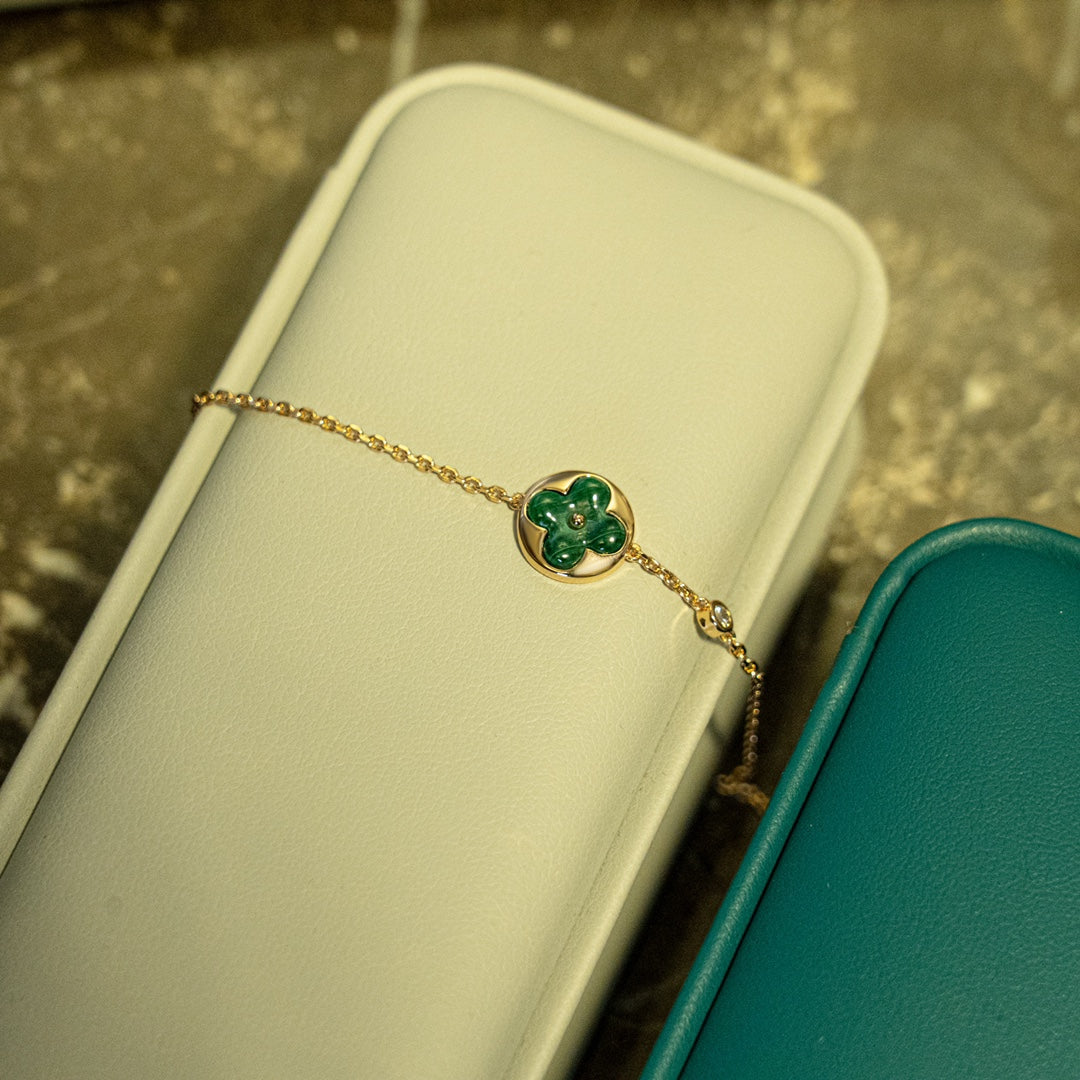 [OAK JURI]SUN MALACHITE 1 DIAMOND PINK GOLD BRACELET
