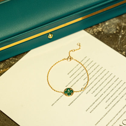 [OAK JURI]SUN MALACHITE 1 DIAMOND PINK GOLD BRACELET