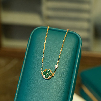 [OAK JURI]SUN MALACHITE 1 DIAMOND PINK GOLD BRACELET