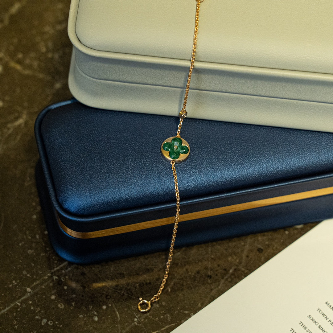 [OAK JURI]SUN MALACHITE 1 DIAMOND PINK GOLD BRACELET