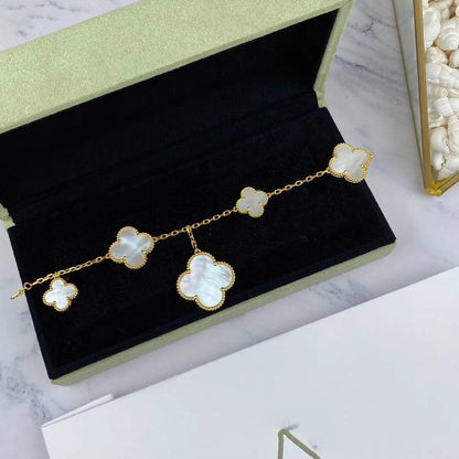 [OAK JURI]MAGIC CLOVER MOP GOLD BRACELET 5 MOTIFS