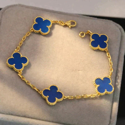 [OAK JURI]CLOVER 5 MOTIFS BLUE AGATE BRACELET