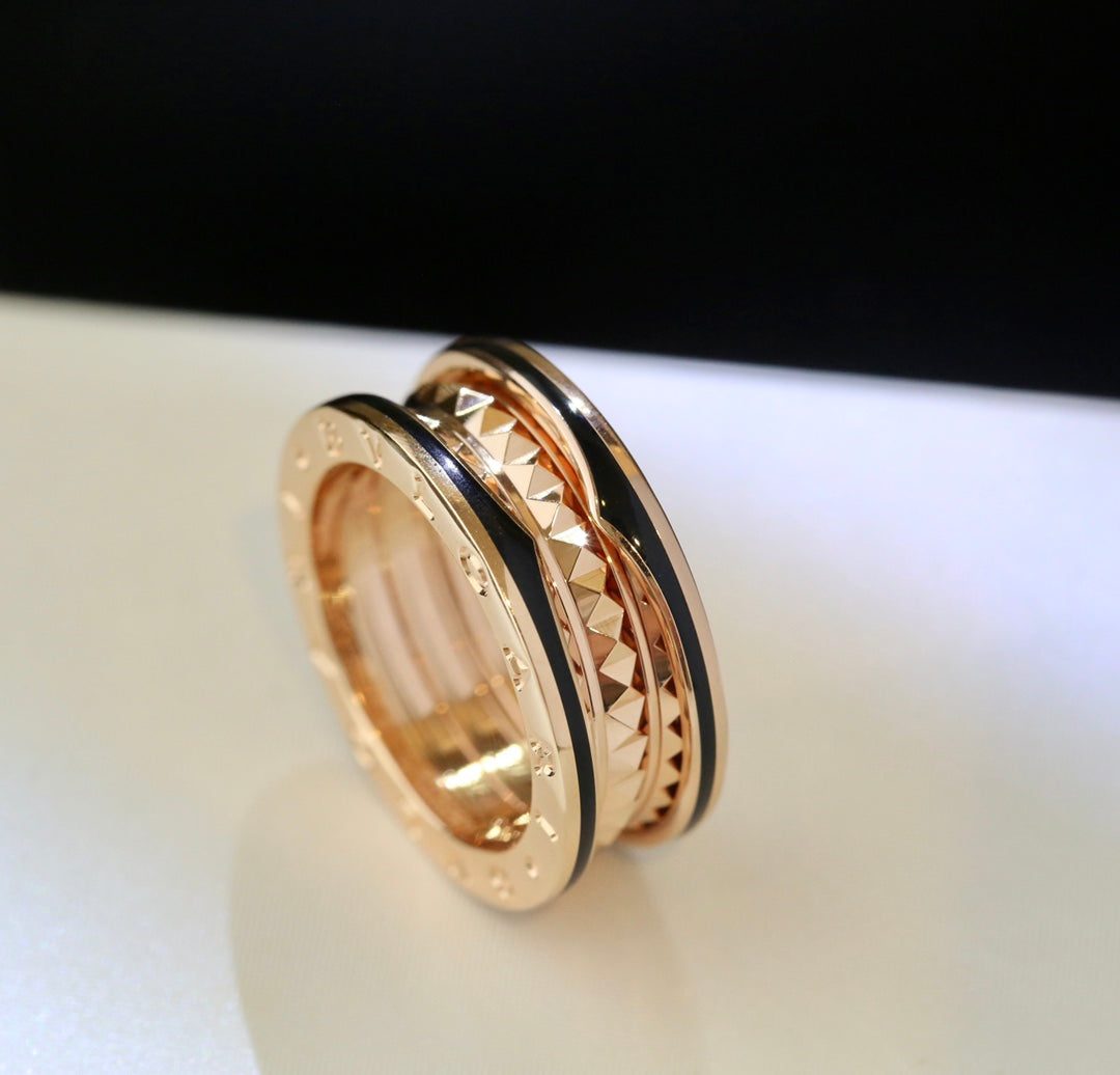 [OAK JURI]ZERO 1 PINK GOLD BLACK CERAMIC RING