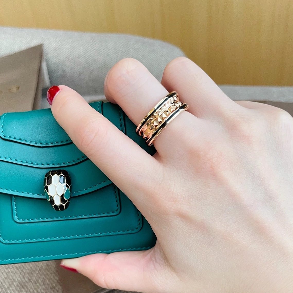 [OAK JURI]ZERO 1 PINK GOLD BLACK CERAMIC RING